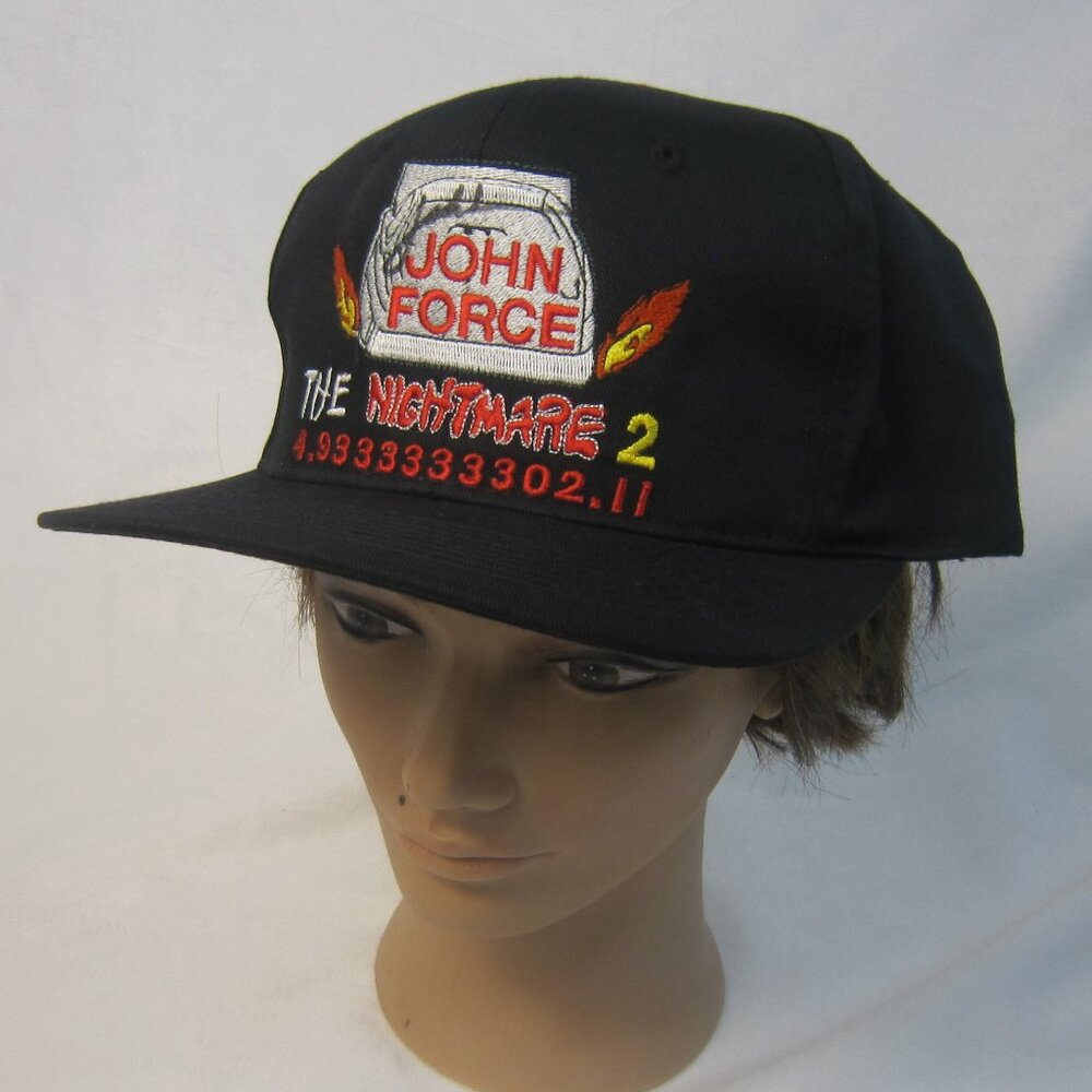 Vintage John Force Nightmare 2 Time World Racing Champion Black Snapback Hat